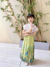 罗蒙女童马面裙汉服新中式儿童古风中秋国风演出服 青绿色套装 110 实拍图