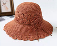 PTAH草帽女夏季度假出游防晒帽休闲百搭太阳帽手工编织沙滩帽 锈红 可调节 实拍图