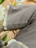猫人女士睡衣女秋季棉质家居服女长袖开衫纯色花边睡衣套装紫色L 实拍图