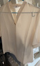 欧莎（OSA）V领短袖雪纺衫女高档洋气年轻款上衣遮肚子显瘦女士夏装 杏色 XL 实拍图