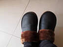 范米尼 头层牛皮棉拖鞋 加宽大码真皮拖鞋居家室内家居鞋老人保暖加厚软底防滑秋冬季男女情侣 601:黑色 29适合43-44码 实拍图