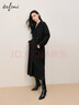伊芙丽（eifini）蒋欣代言 设计感黑天鹅双面呢羊毛大衣冬装毛呢外套 黑色 L 实拍图