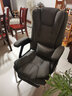 双木马 加厚可躺老板椅电脑椅家用办公椅子麻将椅会议椅靠背椅弓形座椅 布艺-烟灰 豪华可躺款（带搁脚+带腰枕） 实拍图