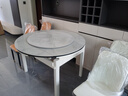 沐晨岩板餐桌实木可伸缩折叠圆餐桌椅组合现代简约小户型餐厅吃饭桌子 4轨道全白色-雪山白岩板【皮椅】 1.20m一桌六椅 实拍图