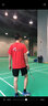 李宁（LI-NING）羽毛球服套装成人专业比赛运动服速干短袖圆领训练排汗团购印字 男子/红色上衣/黑色短裤 套装 XL 实拍图