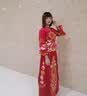 红妆饰佳 秀禾服新娘2026新款中式婚纱礼服结婚敬酒服旗袍女 深红色无钻款 M 实拍图