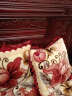 花语缤纷 加厚毛绒红木沙发垫实木沙发坐垫椅垫坐垫可拆洗 荷塘月色-红 同色抱枕 实拍图