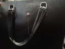瑾安（JINAN）真皮手提包成功男士商务横款韩版单肩斜挎包牛皮公文包电脑包潮 黑色横款 实拍图