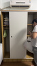 骏德 衣柜推拉门 简易木质柜子衣橱简约推拉门衣柜 木 暖白色+浅胡桃色（加厚板材） A款长120cm 实拍图