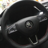 奥迈尔 斯柯达明锐真皮手缝方向盘套速派 科迪亚克柯珞克野帝yeti昕锐昕动汽车改装把套冬四季改装把套 碳纤维+黑皮打孔 实拍图