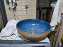 陶瓷洗手盆复古家用台上盆 圆形艺术洗脸盆欧式卫生间洗漱面盆 蓝釉缠枝【单盆】 实拍图