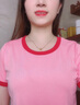 蝗裳一族女士T恤2024夏季新款韩版圆领简约百搭修身显瘦洋气上衣短袖t恤女 粉色 L 建议100-110斤 实拍图
