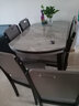 风之意 餐桌 岩板餐桌椅组合现代简约可伸缩折叠圆形家用小户型北欧实木饭桌FR-103YSL 加厚岩板黑灰框架-云多拉灰/亮光-【实木椅】 1.2m 一桌六椅 实拍图