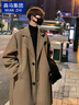 棉致中长款风衣外套男生秋冬季英伦风痞帅呢子大衣高档加棉保暖外套 灰色【加棉款】 XL 【120-140斤】 实拍图