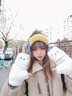 京堂京品 毛绒手套女冬季翻盖半指时尚写字开车棉女生保暖手套防寒毛线 实拍图