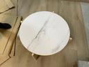 舒歌（SHU GE） 圆形茶几 客厅简约轻奢小圆桌 玻璃实木免漆茶桌小户型茶几桌 大理石纹桌面60cm(不含边几) 实拍图