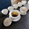 琅庭琊坊景德镇白瓷茶具套装茶杯陶瓷功夫盖碗泡茶壶高档喝茶泡茶礼盒装 猪油白-茶具套装 实拍图