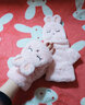 柳欣 手套女秋冬季可爱兔子翻盖半指露指加厚防寒保暖手套学生日礼物 粉色 均码 实拍图
