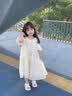 小野七天女童夏装连衣裙2024新款夏天裙子儿童露肩公主裙小女孩夏季雪纺裙 儿童米白连衣裙 120 实拍图