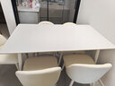 左客左家（ZUOKEZUOJIA）法式轻奢奶油白岩板餐桌长方形现代简约饭桌家用小户型餐桌椅组合 1米4+纯肉色皮革椅| 一桌六椅 实拍图