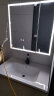 Crejash德国浴室柜组合奶油风太空铝陶瓷一体洗漱台卫生间洗手脸盆柜套装 80cm双门全封普通镜柜加厚蜂窝铝 实拍图
