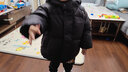 左西男童羽绒服2025冬季新款儿童三防加厚面包服长款外套 黑色110 实拍图