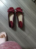 色非单鞋女鞋平底鞋浅口蝴蝶结方头一脚蹬女士鞋子 深红色 36 实拍图