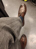 德赛（Desai）手抓纹男士商务休闲皮鞋男真皮擦色正装手工软底男鞋 棕色 38  实拍图