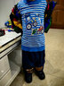 巴布豆儿童毛衣秋冬新款男孩保暖针织衫时尚条纹女童加绒舒适内搭冬装 蓝 巴布挖机 130 实拍图