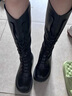 九寸阳光长筒靴女2025秋冬季V口显瘦百搭粗跟厚底棕色高筒长靴骑士靴 长筒靴女黑色（38码） 实拍图