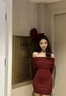 桃伊悠（taoyiyou）新款纯欲小个子包臀裙女秋冬季红色一字肩针织连衣裙修身内搭裙子 酒红色 M 实拍图