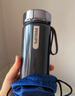 飞利浦（PHILIPS）随行电热水杯便携迷你烧水杯316不锈钢内胆电热杯保温杯 【星夜黑】烧水杯恒温款 350ml 实拍图