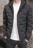 啄木鸟 轻薄羽绒棉服男士简约连帽加绒抗寒保暖防风短款羽绒棉衣服外套 XG22黑色 3XL 【145-160斤】 实拍图