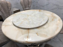 祥冠大理石圆餐桌 现代简约带转盘餐台 欧式可旋转 不锈钢餐桌椅组合 1.3米8椅 实拍图
