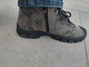 蜻蜓牌皮毛一体真羊毛冬季棉鞋保暖加绒雪地靴高帮鞋棉鞋大码男靴防滑底 6188灰色(有拉链) 44 实拍图