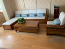贝特森 沙发 实木沙发  中式实木布艺转角沙发组合可拆洗客厅家具  储物版【胡桃色】 单人位+四人位+贵妃榻+茶几 实拍图