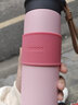 波比熊简约保温杯男女士高颜值带茶隔泡茶喝水高档不锈钢便携学生水创意随手学生男女直身杯子 凡森皮套简约保温杯粉450ml+杯刷 实拍图