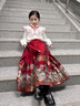 心可派儿马面裙套装儿童古装衣服汉服女童新中式国潮风母女亲子装春秋冬装 绣花加绒衬衫+红色马面裙 140 码建议身高135CM 实拍图