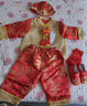GOKU婴儿抓周礼服中式唐装套装男宝宝周岁衣服红色过年服百天满月儿童 繁星袖长  六件套 常规 上衣裤子帽子+鞋袜锁 100 XXL 建议体重25-30斤 实拍图