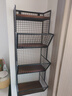 莲花雨免打孔厨房收纳架浴室架墙上置物架实木壁挂层架一字隔板搁板架子 小号四层黑色 实拍图