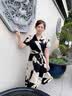 俞兆林（YUZHAOLIN）中年妈妈装连衣裙女装夏季2025新款印花裙子50岁洋气中老年女装 黑色 XL （建议105斤内） 实拍图