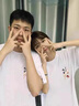 love legend情侣装夏天季短袖t恤新款宽松潮流一男一女学生上衣套装班服定制 胸前小图 白色 XL 男+女M 实拍图