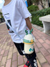 小袋鼠巴布儿童保温学饮杯婴儿两用吸管杯宝宝外出饮水杯保温水壶鸭嘴保温杯 草青绿 240ml 杯套+背带+鸭嘴盖 实拍图