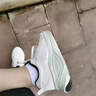 361°女鞋老爹鞋女秋冬季革网厚底增高休闲百搭轻便户外运动跑步鞋子女 羽毛白/浅烟绿 40 实拍图