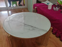 舒歌（SHU GE） 圆形茶几 客厅简约轻奢小圆桌 玻璃实木免漆茶桌小户型茶几桌 大理石纹桌面60cm(不含边几) 实拍图