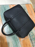 JUINA男士手提横款公文包牛皮大容量14-15英寸商务通勤简约出差定型 黑色十字纹-大号 大包 14英寸 实拍图