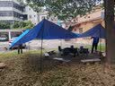 威迪瑞户外天幕帐篷防紫外线露营休闲遮阳棚凉棚防晒防暴雨沙滩野营帐篷 涂银宝蓝6*4.5米（两副杆） 实拍图