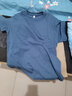 欧替西春秋季纯棉长袖t恤男纯色圆领韩版修身上衣打底衫中青年衣服男装 雾蓝色【100%纯棉】 L 建议120-125斤 实拍图