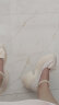 简希伦玛丽珍鞋女2024夏季新款高跟蝴蝶结厚底粗跟珍珠配裙子时尚小皮鞋 米白色 39 晒单实拍图