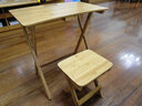 木马人简易组合电脑桌折叠书桌办公用台式写字桌电脑桌卧室学生学习桌 折叠桌+折叠凳（高度可调） 实拍图